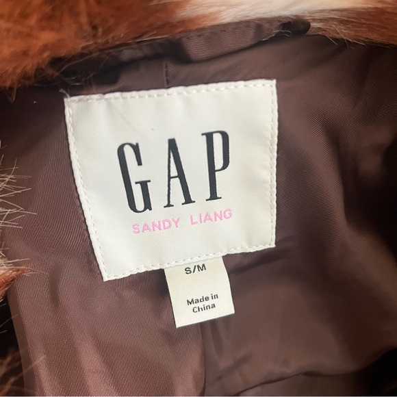 GAP x Sandy Liang Faux Fur Spotted Half Zip Jacket NWOT - Picture 2 of 3